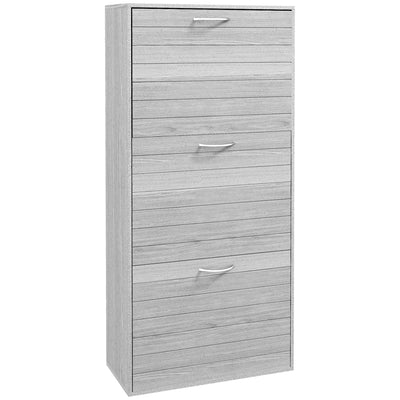 HOMCOM 12-Shoe Flip Drawer Storage Cabinet - Grey Wood-Effect 