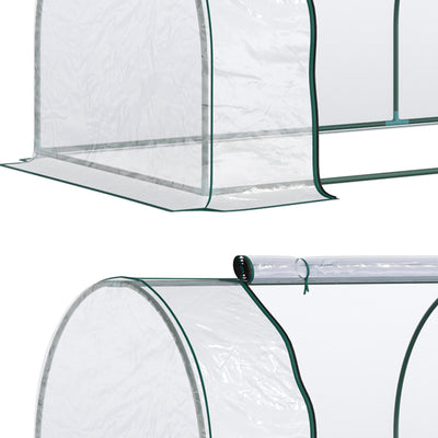 Outsunny Set of 2 Tunnel Greenhouse, Green Grow House with Roll-up Door, Steel Frame, Plastic Cover for Garden, Outdoor, 250 x 100 x 80cm, Clear 