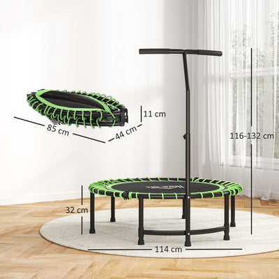 HOMCOM Mini Round Steel Frame Trampoline w/ Adjustable Handle, Green 