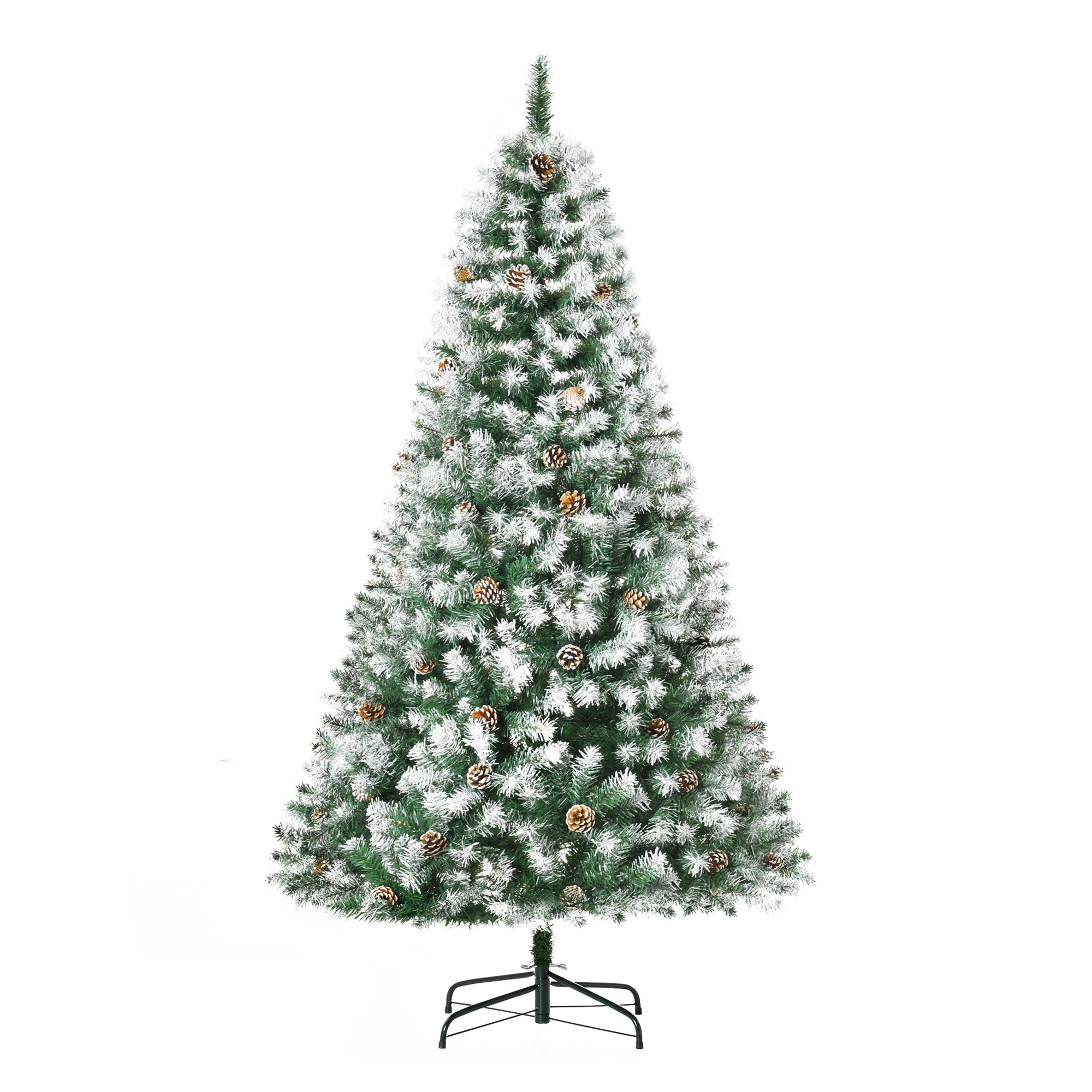 HOMCOM 6FT Artificial Christmas Tree with Pine Cones, Holiday Home Xmas Decoration Automatic Open, Green 