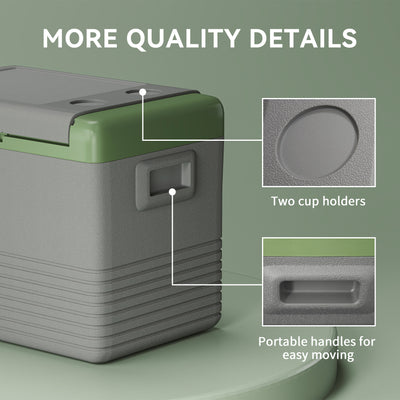 Outsunny 40L Portable Car Refrigerator - Light Green and Grey 