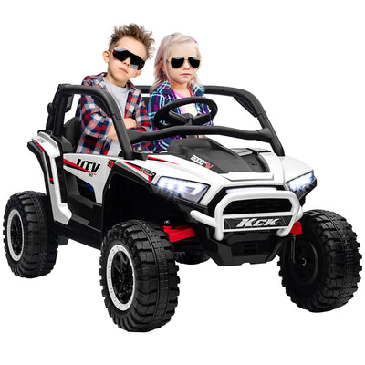 AIYAPLAY 2 Seater 24V 7AH Ride on Truck, Battery Powered Electric Ride On Car w/ Remote, Suspension, 3 Speeds - White 