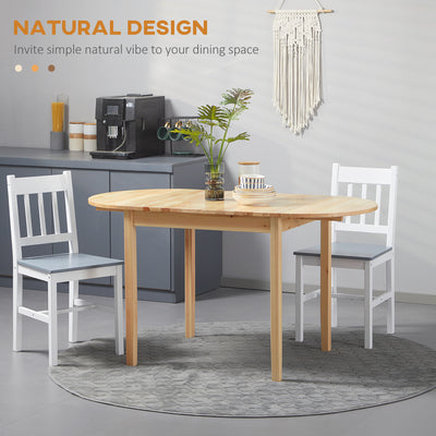 HOMCOM 4-6 Person Wooden Drop-Leaf Table - Natural Finish 