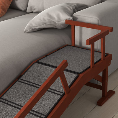 PawHut Wooden Dog Ramp with Removable Guardrails, Non-Slip Surface, 125 cm Long, Brown 