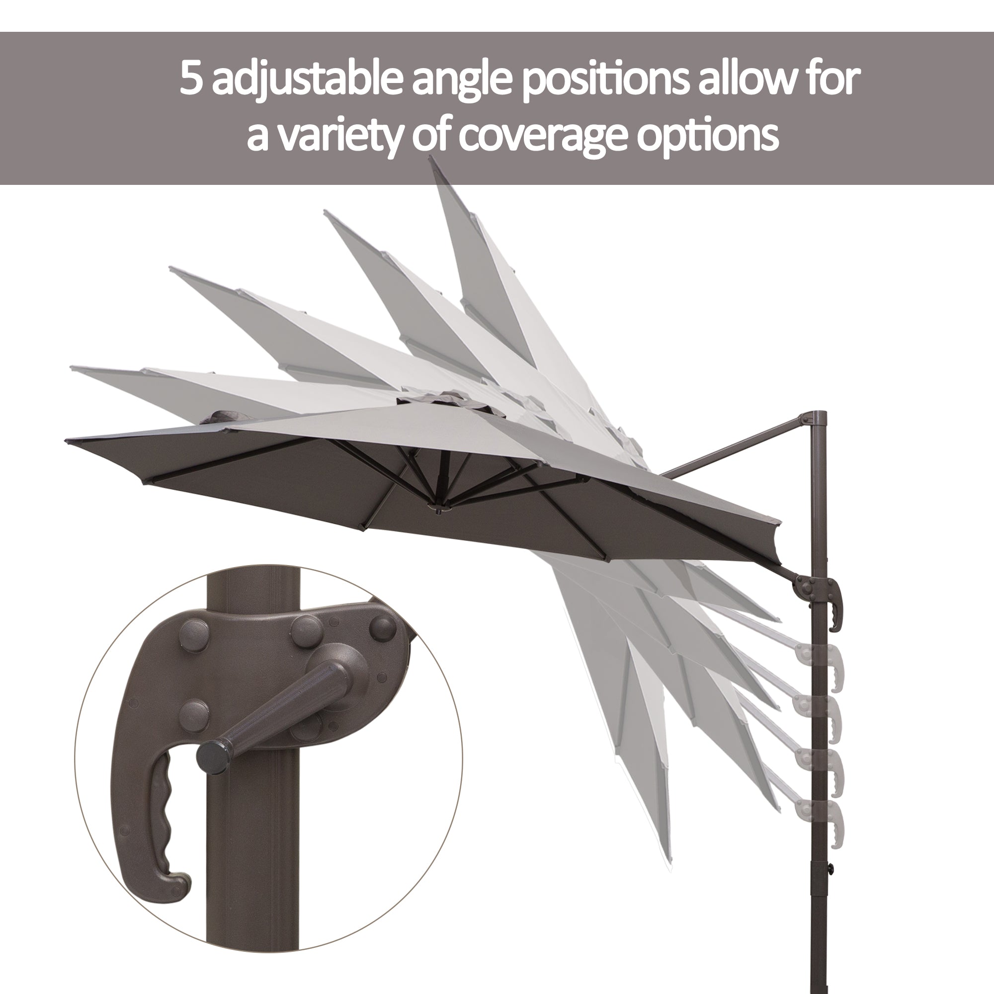 Outsunny 3m Cantilever Aluminium Frame Outdoor Garden Parasol Grey 