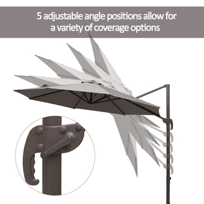 Outsunny 3m Cantilever Aluminium Frame Outdoor Garden Parasol Grey 