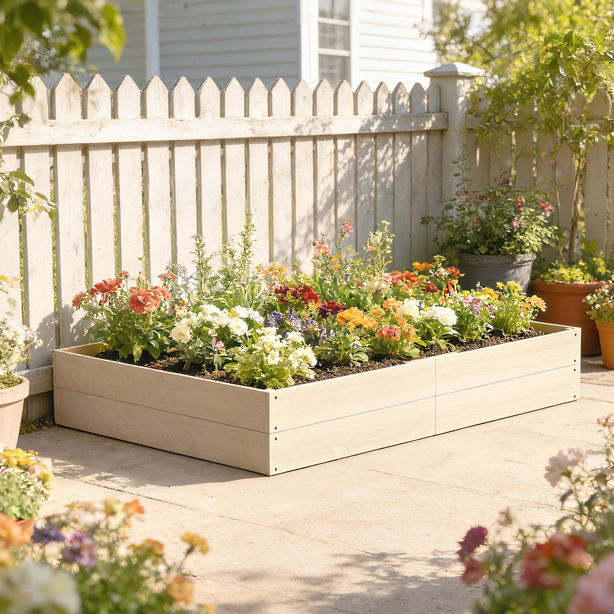 Outsunny Wooden Raised Bed for Garden, 620L Extra Large Raised Garden Bed with Open Bottom, Outdoor Elevated Planter Box 