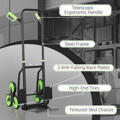 DURHAND Six-Wheel Folding  Sack Barrow Trolley - Black/Green 