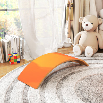 AIYAPLAY Wooden Balance Board for Kids, Wobble Board with Silent Felt for Sensory Play, Orange 