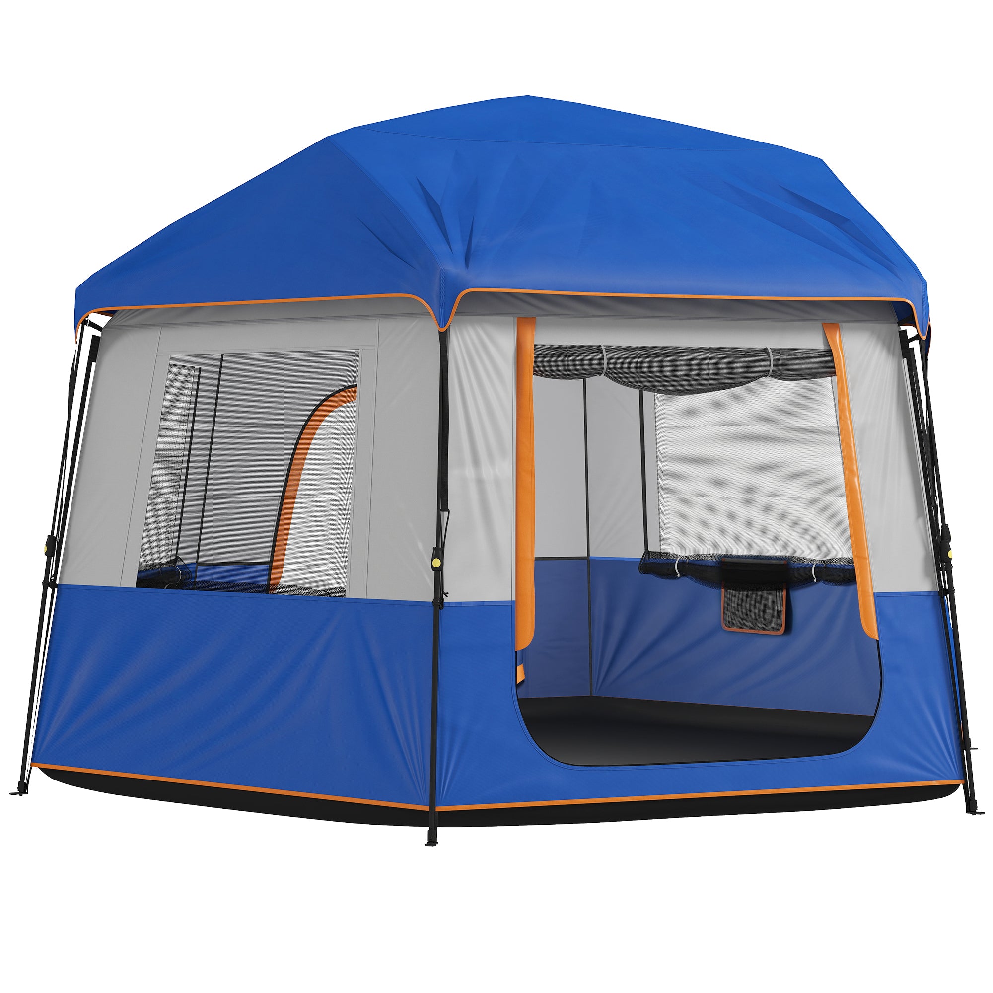 Outsunny Cabin Tent Easy Setup 3000mm Waterproof Camping Tent 4 Person with Carrying Bag Blue 