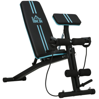 HOMCOM Foldable Weight Bench, Adjustable Strength Training Sit Up Ab Bench, Incline/Decline, Blue 