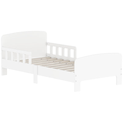 AIYAPLAY Toddler Bed, Kids Bed Frame with Safety Side Rails, Kids Bedroom Furniture for Ages 3-8 Years, White 