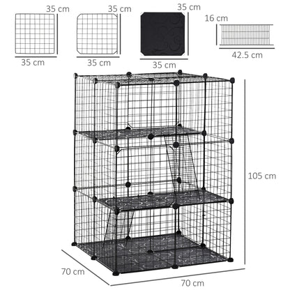 PawHut Pet Playpen DIY Small Animal Cage Enclosure Metal Wire Fence 39 Panels with 3 Doors 2 Ramps for Kitten Bunny Chinchilla Pet Mink Black 