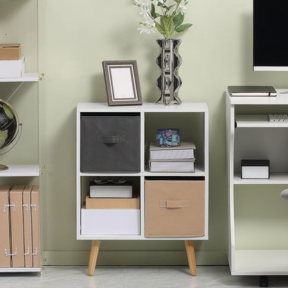 HOMCOM Freestanding 4 Cube Unit Cabinet Unit w/ 3 Fabric Drawers Handles Home Office Storage Shelves 