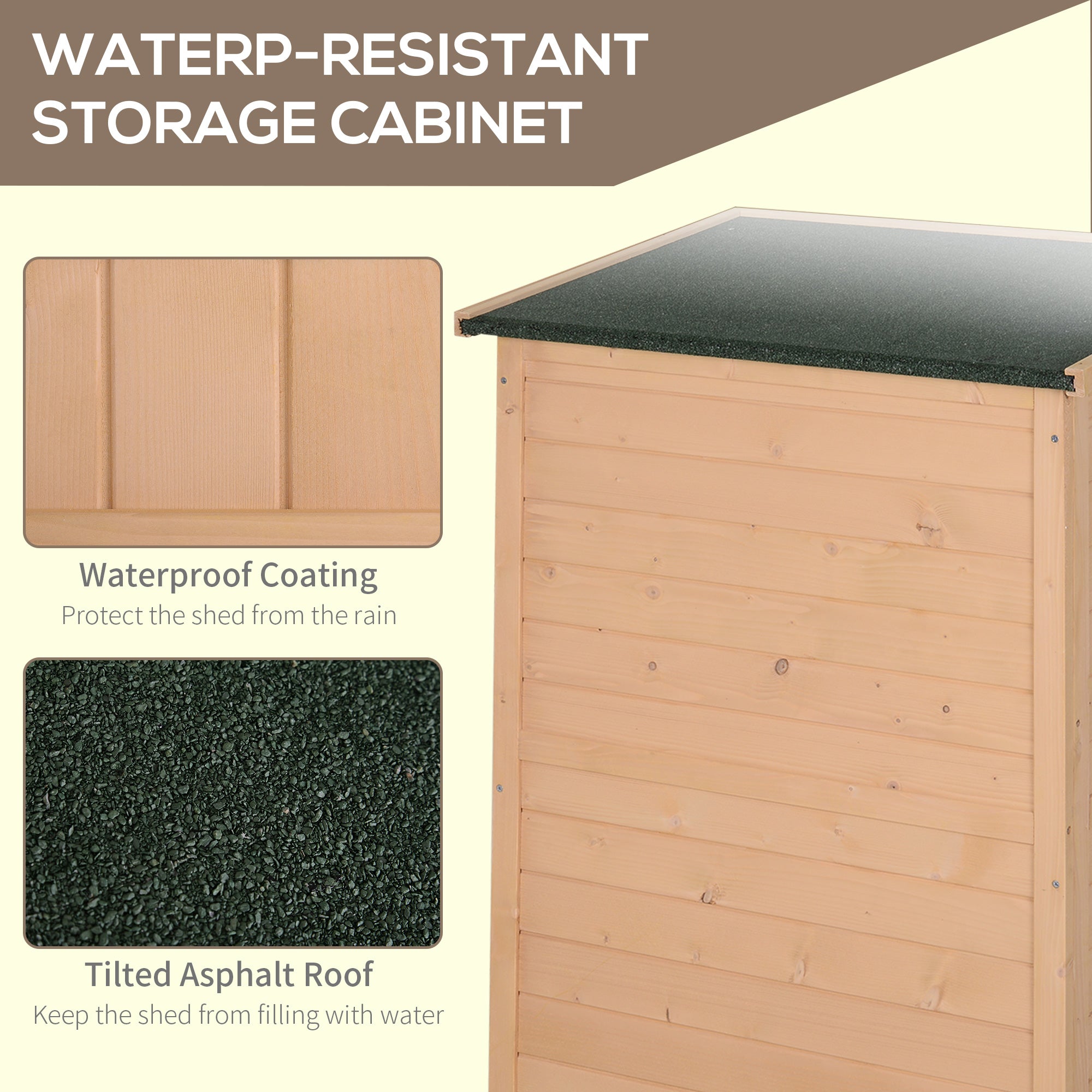 Outsunny Wooden Small Shed, Garden Storage Shed with Shelves and Bolt Latch, 75L x 56W x115H cm, Natural 