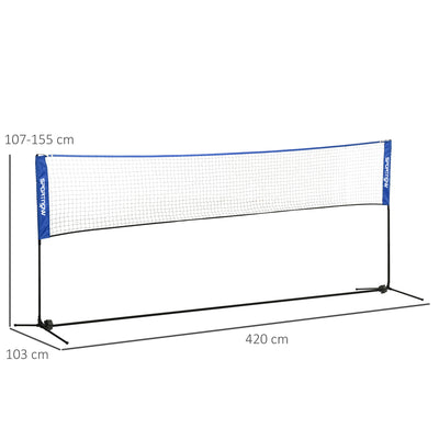 SPORTNOW 4m Badminton Net, Height Adjustable Outdoor Sports Net, with Carry Bag, for Tennis, Pickleball, Volleyball, Blue 