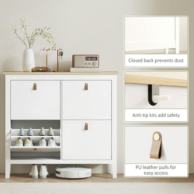 HOMCOM Modern Four-Drawer Shoe Cabinet - White 