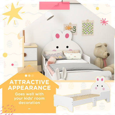 ZONEKIZ Rabbit-Designed Toddler Bed, Kids Bedroom Furniture - White 