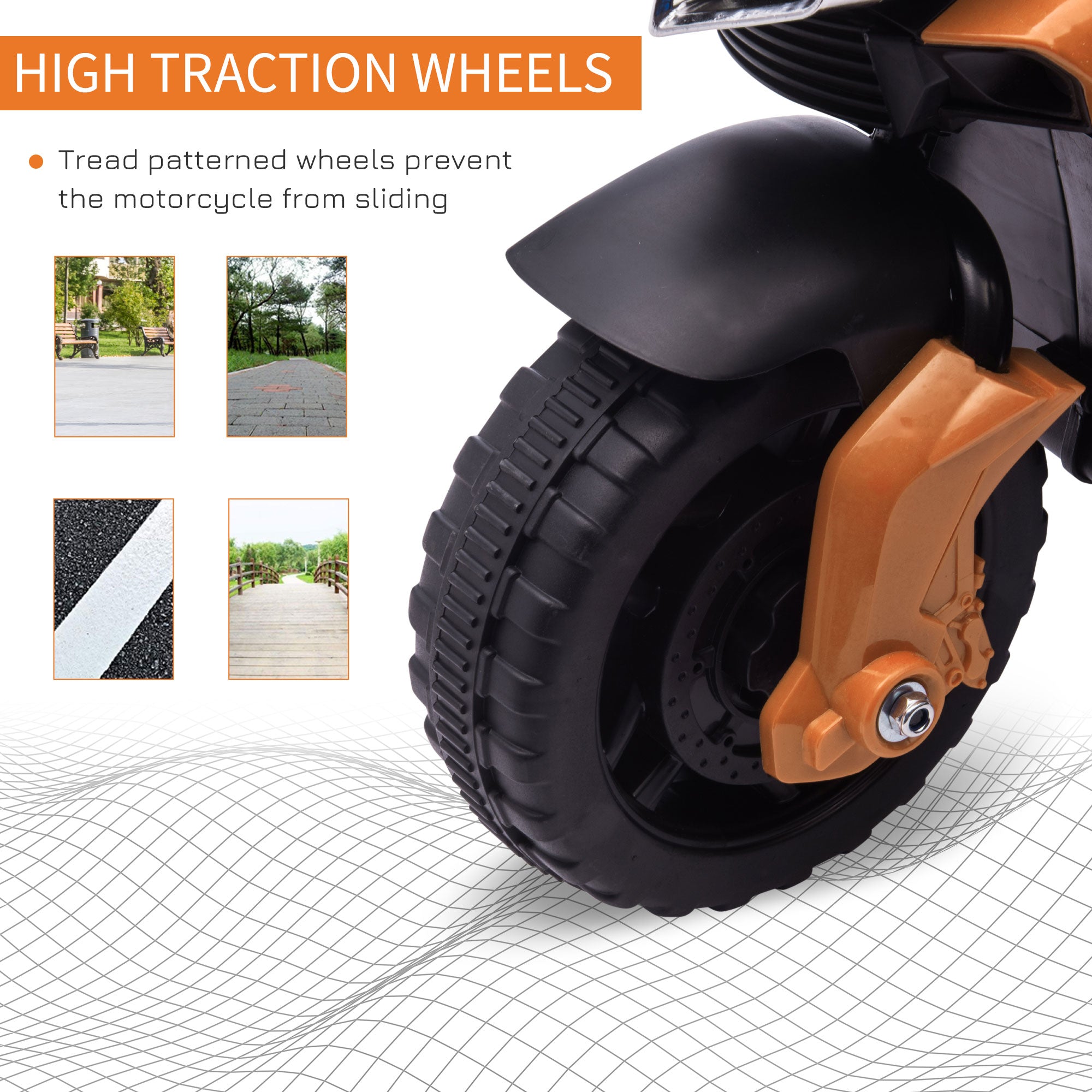 HOMCOM Kids Electric Motorbike 6V Ride on Motorcycle Vehicle w/ Lights Horn Sounds for 1.5-4 Years Old Orange 