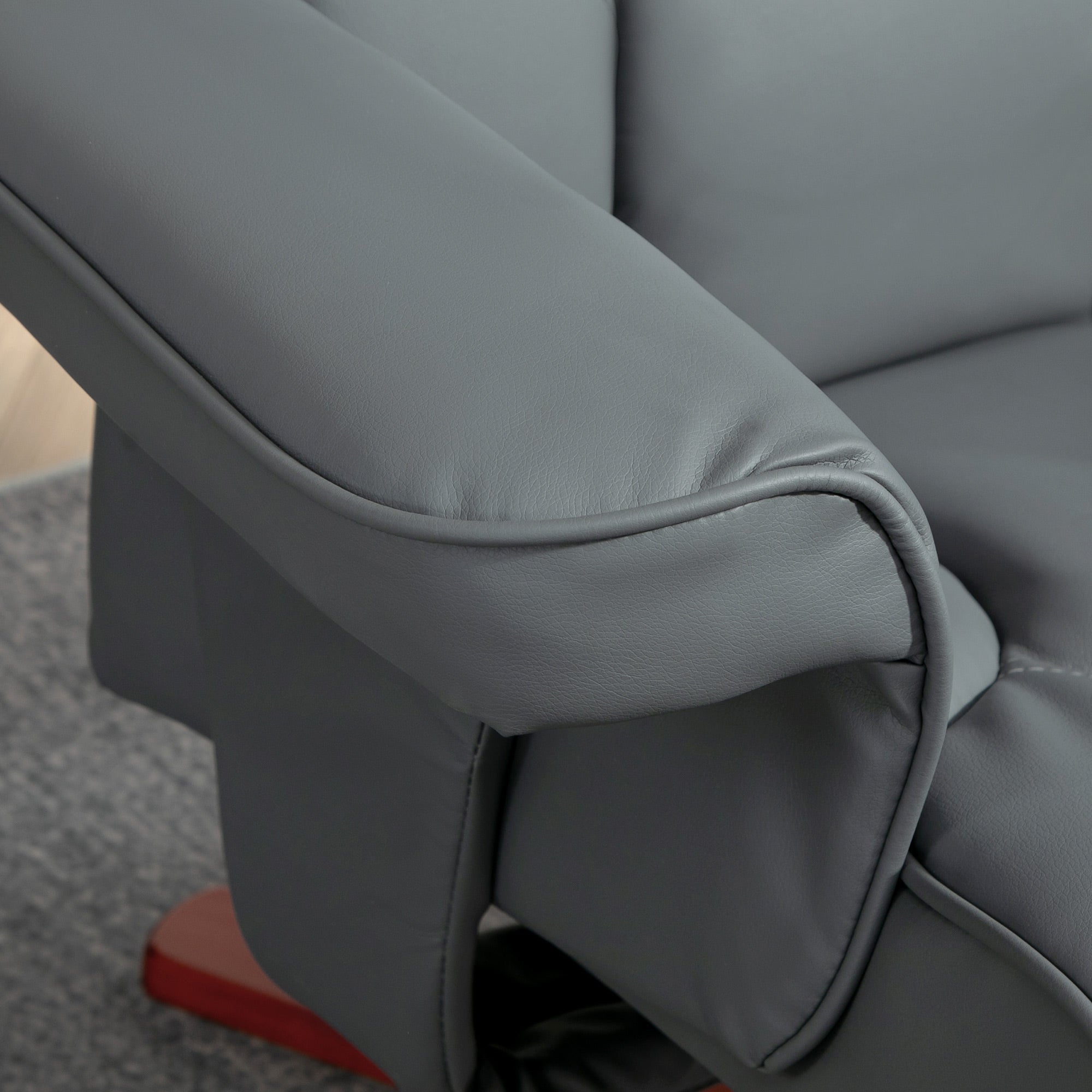 HOMCOM Faux Leather Manual Recliner and Footstool Set - Grey 
