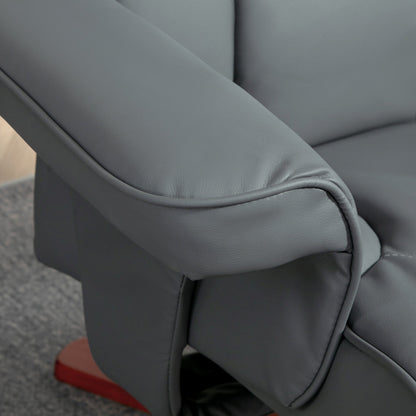 HOMCOM Faux Leather Manual Recliner and Footstool Set - Grey 