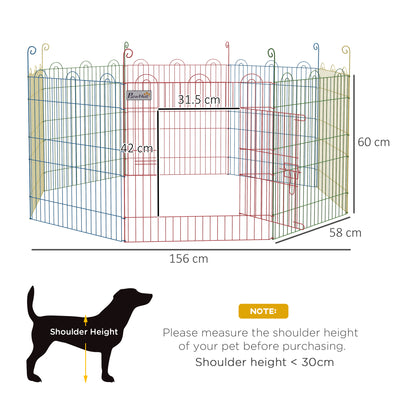 PawHut Pet Playpen Crate, with Eight Panels, Door, for Indoors and Outdoors, 60H x \'ce\'a6156cm 
