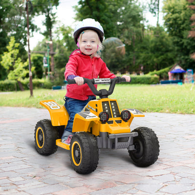 AIYAPLAY 6V Electric Quad Bike for Kids, Ride On ATV w/ Forward Backward, Headlights, for 18-36 Months, Yellow 