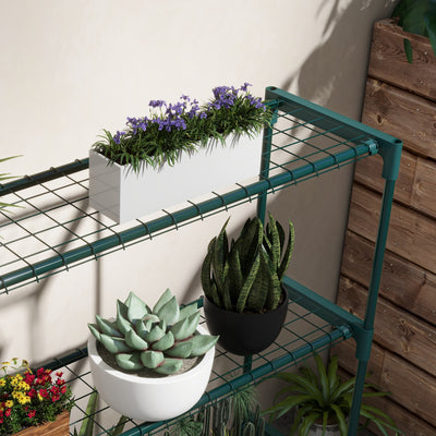 Outsunny Four-Tier Steel Plant Shelf - Black 