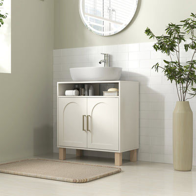 HOMCOM Under Sink Cabinet for Basin without Pedestal - Cream White 