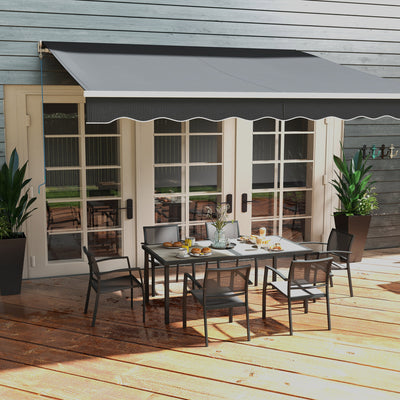 Outsunny Seven-Piece Casual Outdoor Dining Set, with Wood-Effect Table - Grey 