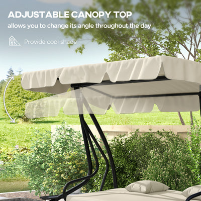 Outsunny Convertible Three-Seater Swing Chair Bed - Cream 