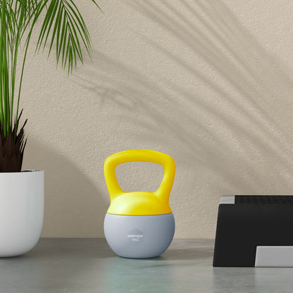 SPORTNOW Soft Kettlebell, 6kg Kettle Bell with Non-Slip Handle for Home Gym Weight Lifting and Strength Training, Yellow and Grey