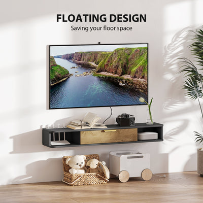 HOMCOM 120 cm Floating TV Stand with Storage - Charcoal Grey 