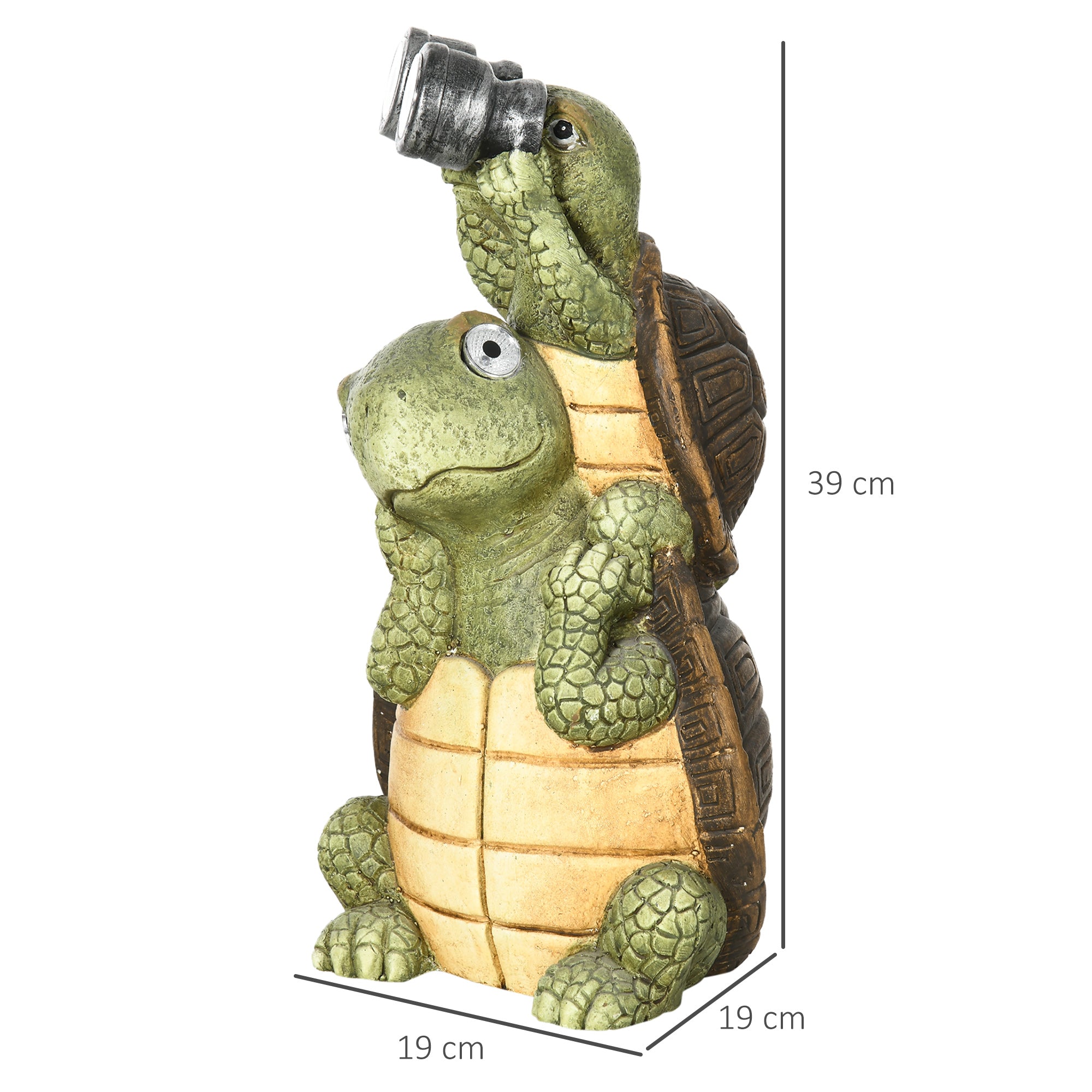 Outsunny Vivid 2 Tortoises Garden\'c2\'a0Statue with Solar LED Light, Outdoor Ornament Art Sculpture Home Decoration for Porch, Deck, Grass 