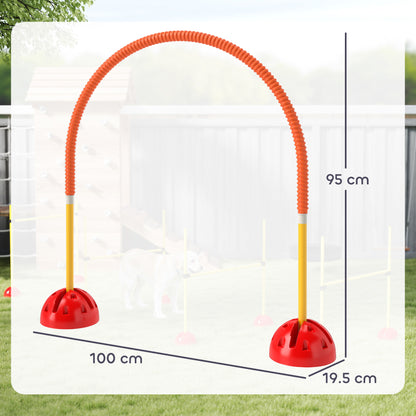 PawHut 4 Piece Dog Agility Training Equipment with 4 Adjustable Width Doors, Carry Bag, for Garden, Orange 