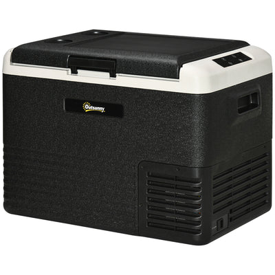 Outsunny 40L Car Refrigerator, Portable Compressor Car Fridge Freezer, Electric Cooler Box with 12/24V DC and 110-240V AC for Camping, Driving, Picnic, Down to -20\'e2\'84\'83 