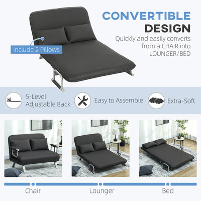 HOMCOM Two-Seater Click-Clack Sofa Bed - Charcoal Grey 