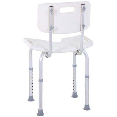 HOMCOM 8-Level Height Adjustable Bath Stool Spa Shower Chair Aluminum w/ Non-Slip Feet, Handle for the Pregnant, Old, Injured 