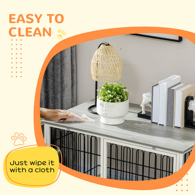 PawHut Indoor Dog Crate Furniture, Side End Table, with Soft Washable Cushion, Lockable Doors, for Small and Medium Dogs 
