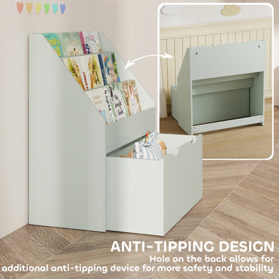 AIYAPLAY Bookcase for Kids with Shelves, Drawer, Bookcase for Bedroom, Playroom, Green 