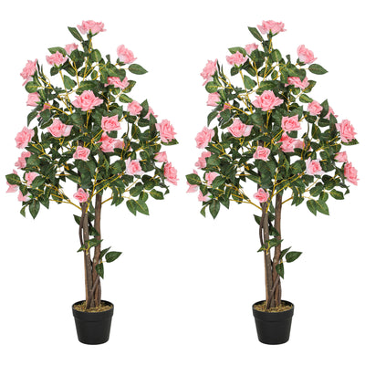 HOMCOM Set of Two Faux Rose Plants, with Pots 