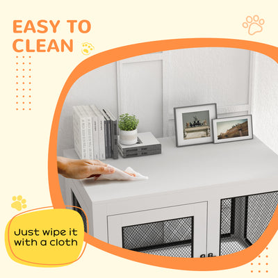 PawHut 2-in-1 Dog Cage & Side Table, with Two Doors, Cushion, for Large Dogs 