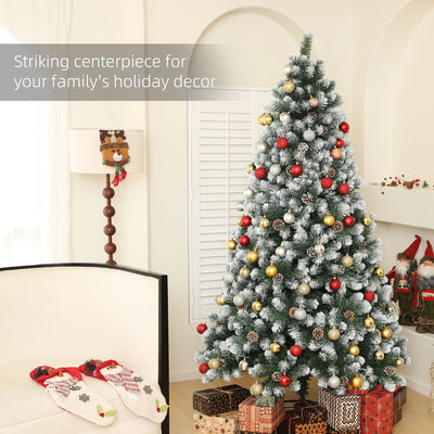 HOMCOM 7ft Snow-Dipped Artificial Pine Christmas Tree 