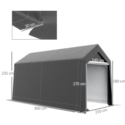 Outsunny 3.6 x 2.1m Portable Outdoor Shed, with Window - Dark Grey 