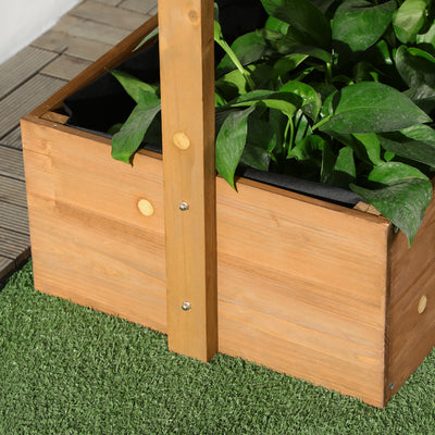 Outsunny Four-Tier Basket Wooden Plant Stand - Orange 
