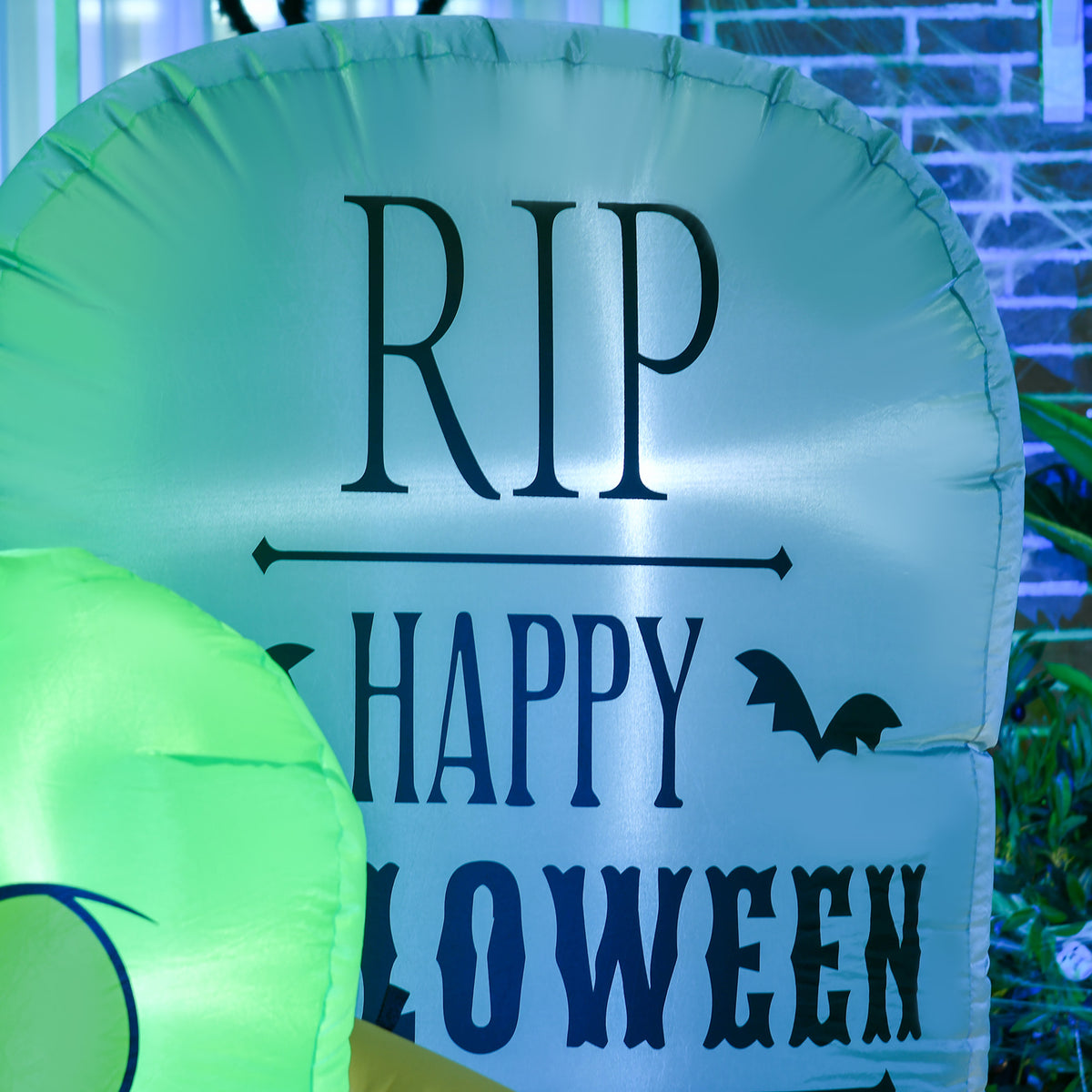 HOMCOM 5FT Halloween Inflatables Ghost and Tombstone, Blow Up Outdoor Halloween Decorations with Build-in LED Lights for Garden, Lawn, Party 