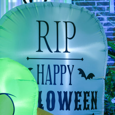 HOMCOM 5FT Halloween Inflatables Ghost and Tombstone, Blow Up Outdoor Halloween Decorations with Build-in LED Lights for Garden, Lawn, Party 