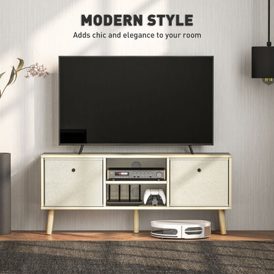 HOMCOM TV Cabinet Stand Unit for TVs up to 50'' with Foldable Drawers, Entertainment Centre for Living Room Natural 