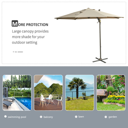 Outsunny 3m Beach Hanging Umbrella Parasol - Khaki 