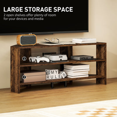 HOMCOM Corner TV Stand with 2 Open Shelves for 47 Inch TV - Rustic Brown 